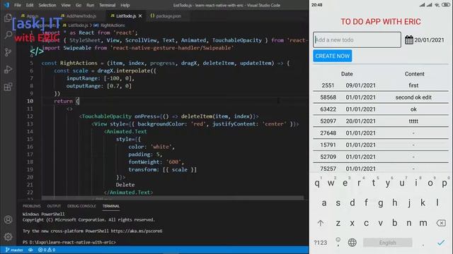 Bài 0.1 - Demo project với React Native | Học làm ứng dụng Android/IOS với Eric смотреть онлайн