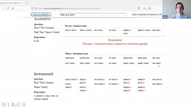 Possessive Pronouns, Masculine And Neuter In All Cases
