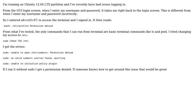 Ubuntu: /etc/profile Permission Denied