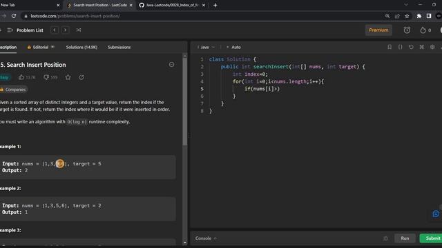 Search Insert Position | LeetCode -35 | Java смотреть онлайн