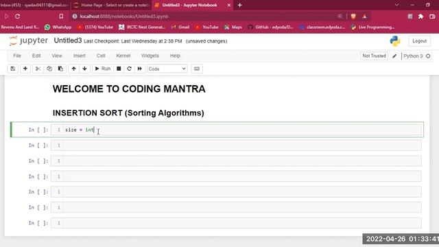 INSERTION SORT | SORTING ALGORITHMS | DATA STRUCTURE IN HINDI смотреть онлайн