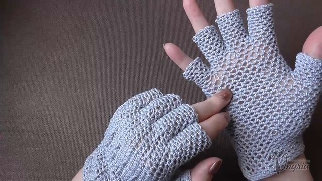 Ажурные женские митенки ஐ Вязание крючком смотреть онлайн