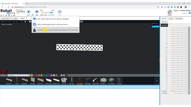 Our first Python program using Robot Mesh Studio смотреть онлайн
