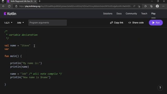Variable declaration in kotlin смотреть онлайн