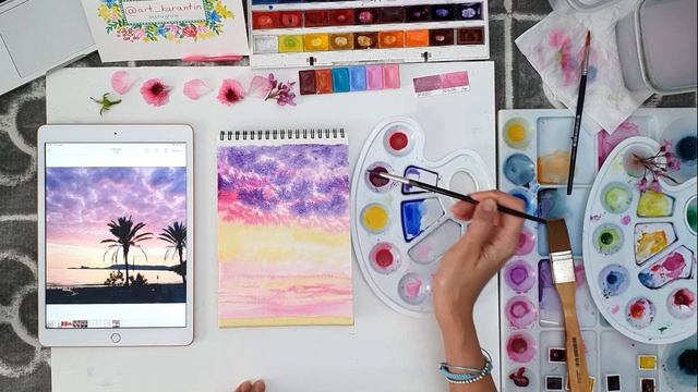 ПРОСТОЙ ПЕЙЗАЖ АКВАРЕЛЬЮ / КАК НАРИСОВАТЬ ПЕЙЗАЖ АКВАРЕЛЬЮ смотреть онлайн