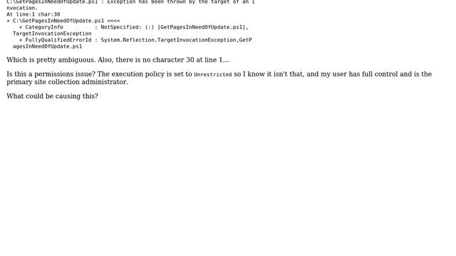 Sharepoint: PowerShell System.Reflection.TargetInvocationException on Line 1 - Permissions? смотреть онлайн