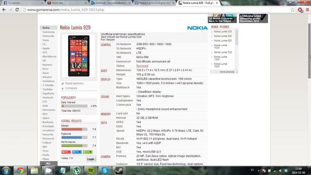 Nokia Lumia 929 (Icon) 5" 1920x1080, Quad Core 2.2 gHz, 20mp, 2Gb Ram смотреть онлайн