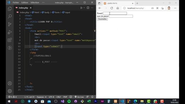 32 - COURS PHP 8 - DARIJA - SUPERGLOBAL - $_POST | تعلم لغة البرمجة بي إتش بي كاملة смотреть онлайн