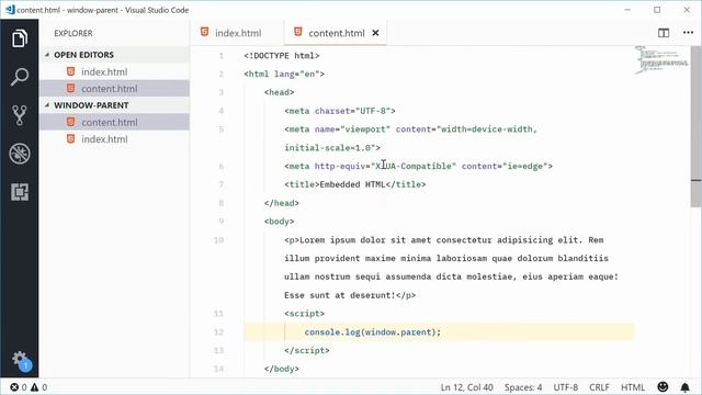 The 'window.parent' property | JavaScript DOM Tutorial смотреть онлайн