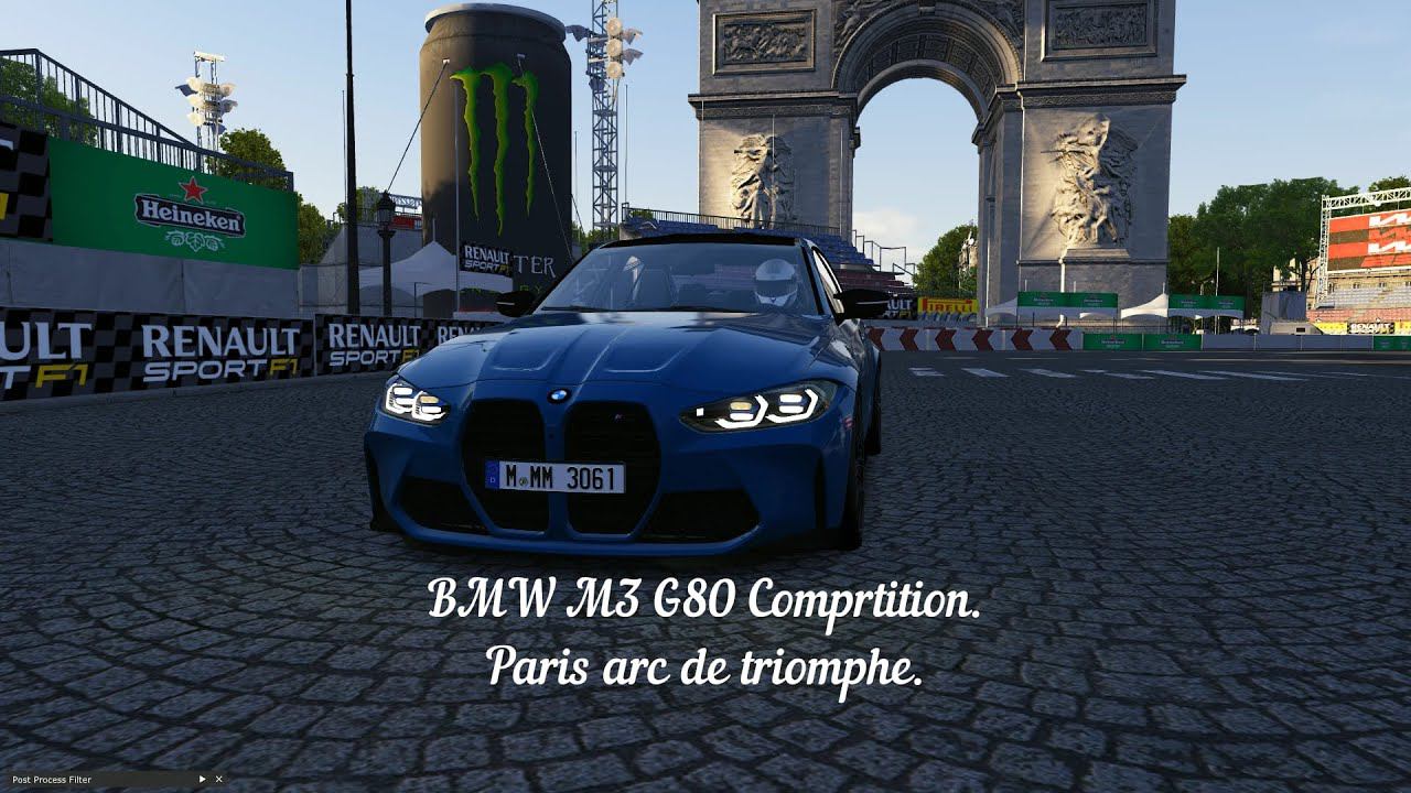 BMW M3 G80 Competition - Paris arc de triomphe | Assetto Corsa. смотреть онлайн