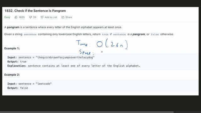 Check if the Sentence Is Pangram | HashSet | Leetcode 1832 | Python смотреть онлайн