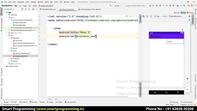 Options Menu in Android Studio Tutorial || Popup Menu || Context Menu by Deepak #20 смотреть онлайн