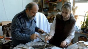 4. Снятие бумаги, продолжение реставрации иконы.