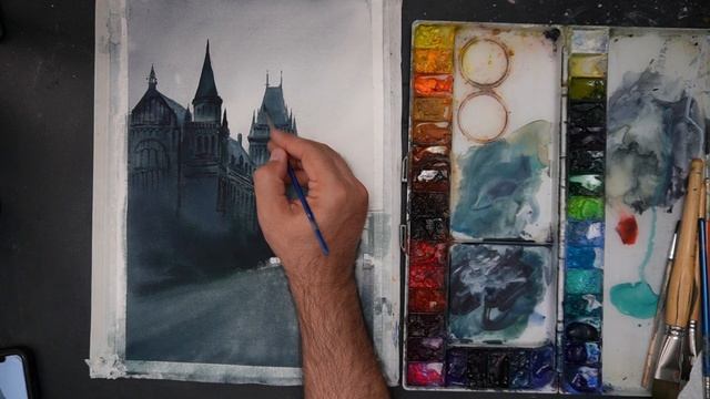 Rainy Evening With Watercolor Painting Tutorial