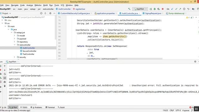Java Spring boot Secure JWT (Jason Web Token) Web Service - Part 1 смотреть онлайн