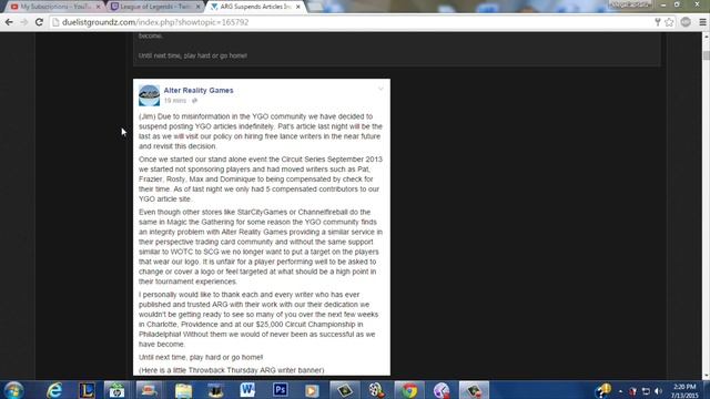 ARG suspends featured Yugioh articles (I now have 0 reason to ever visit that site ) смотреть онлайн