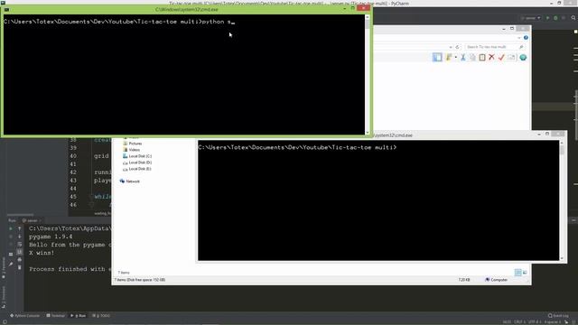 Tic-tac-toe multiplayer in pygame - 11 - TCP client смотреть онлайн