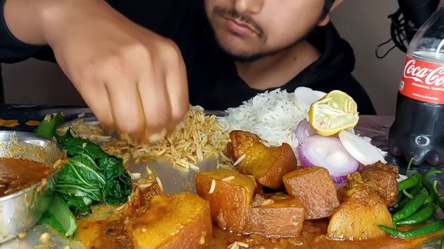 PORK RECIPE & MUKBANG : WITHOUT OIL PORK WITH BOIL MUSTARD LEAVE & RICE | YUMMY PORK смотреть онлайн