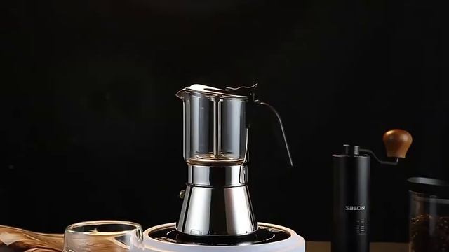 Гейзерная кофеварка Godmorn из нержавеющей стали. Вкусный кофе с пенкой. смотреть онлайн