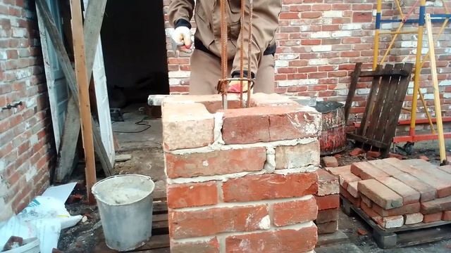 кладка коллонны из кирпича- полный белый шов Таганрог смотреть онлайн