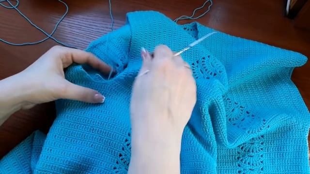 Платье крючком (голубое). Часть 6. Рукава. смотреть онлайн