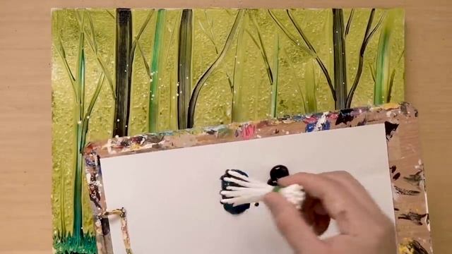 How to Draw a Girl in the Forest / Olive Green Acrylic Painting смотреть онлайн