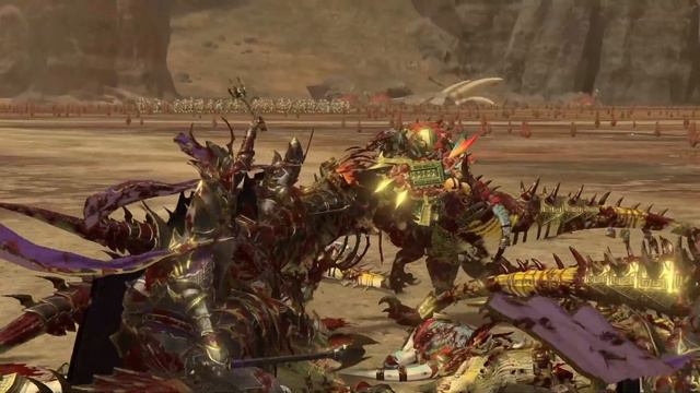 Рыцари ужаса на хладнокровных vs Рогатые: Total War Warhammer 3. тесты юнитов v 4.1.1 смотреть онлайн