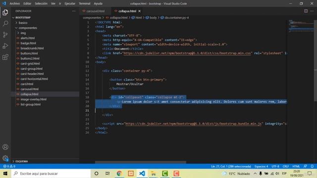 28 - Cómo usar el componente COLLAPSE - Curso aprende Bootstrap 5 desde cero смотреть онлайн