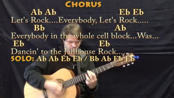 Jailhouse Rock (Elvis) Guitar Lesson Chord Chart in Eb with Chords/Lyrics
