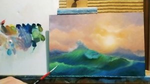 Море маслом по мотивам Айвазовского|как рисовать прозрачные волны|море Айвазовского 9 вал