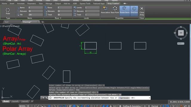 Polar Array Command In AutoCAD In Hindi смотреть онлайн