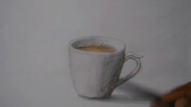 Pencil Drawing a Cup of Coffee with Spoon - art and drawing смотреть онлайн