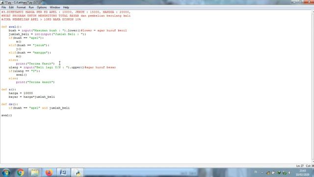 Python "Tugas 2" Fungsi Def смотреть онлайн