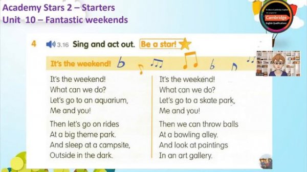 Academy Stars 2 - Starters _ Unit 10 - Fantastic weekends _ It's the weekend! - song