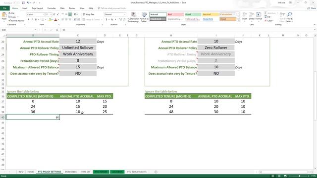 PTO Manager Excel Template - How to Add Tenure Tiers to Excel Table смотреть онлайн