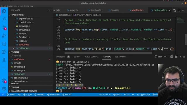 AM Coder - 2022 Intro to Typscript/Javascript/Node/Deno #8 - Callbacks, Array Callback Methods смотреть онлайн