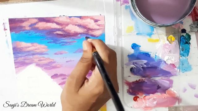 Purple Sky 💜 / Acrylic painting step by step tutorial/ смотреть онлайн