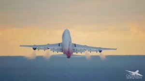 Боинг 747-400 - взлет с коротким разбегом и фантастическое небо Сочи.