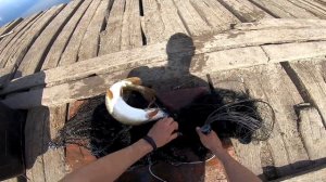 Кастинговая сеть американского типа или паук подъемник ЁКЛМН. Кастинговая сеть на реке. Рыбалка 202