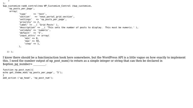 Wordpress: Return a numerical function value in Customizer controls смотреть онлайн