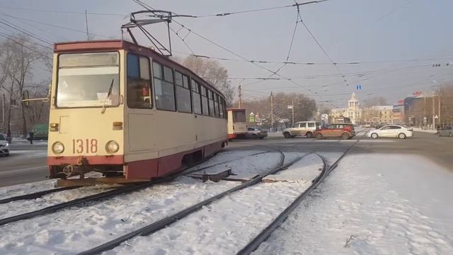 Трамвай КТМ-5 (71-605М3), борт. 1318, Маршрут 22 "Ул.Чичерина - ТРК "Алмаз" (КБС (Ул. Харлова))" смотреть онлайн