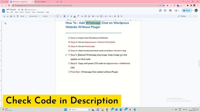 How to Add Whatsapp Chat(Call to Action) on Wordpress Website Without Any Plugin смотреть онлайн