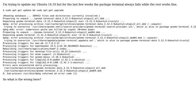 Ubuntu: Update for the terminal package always fails смотреть онлайн