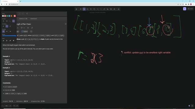 Maximum Length of Pair Chain - LeetCode 646 - Python смотреть онлайн