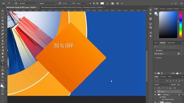Online Shopping AD Banner Design in Photoshop смотреть онлайн