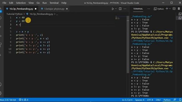 Pemrogaman Python : 16. Operator Pembanding смотреть онлайн