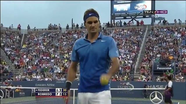 US Open 2013 R4 Set 2 Highlights Roger Federer vs Tommy Robredo смотреть онлайн