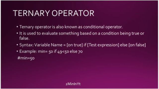 Operators in python/Assignment operators/Ternary operator/telugu смотреть онлайн