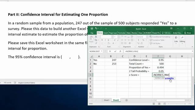 Excel - Confidence Interval for One Proportion смотреть онлайн