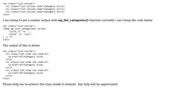 Wordpress: How to insert class in each list of categories? смотреть онлайн